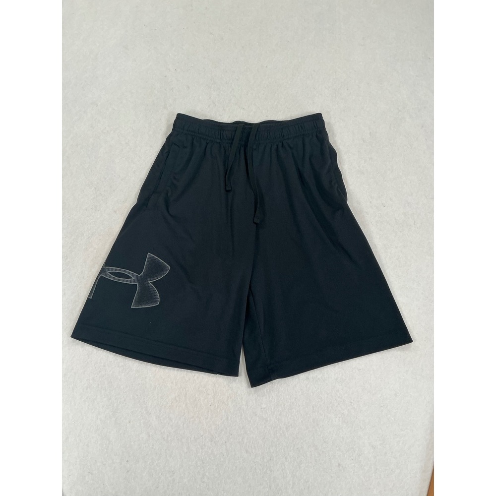 Under Armour Mens Black Loose Fit Athletic Gym Shorts Small Logo 1877